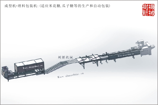 成型機(jī)+理料包裝流水線(xiàn)(瓜子糖，米花糖的生產(chǎn)到包裝全線(xiàn)自動(dòng)）